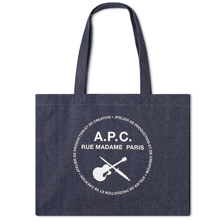Photo: A.P.C. Guitar Logo Denim Shopping Bag
