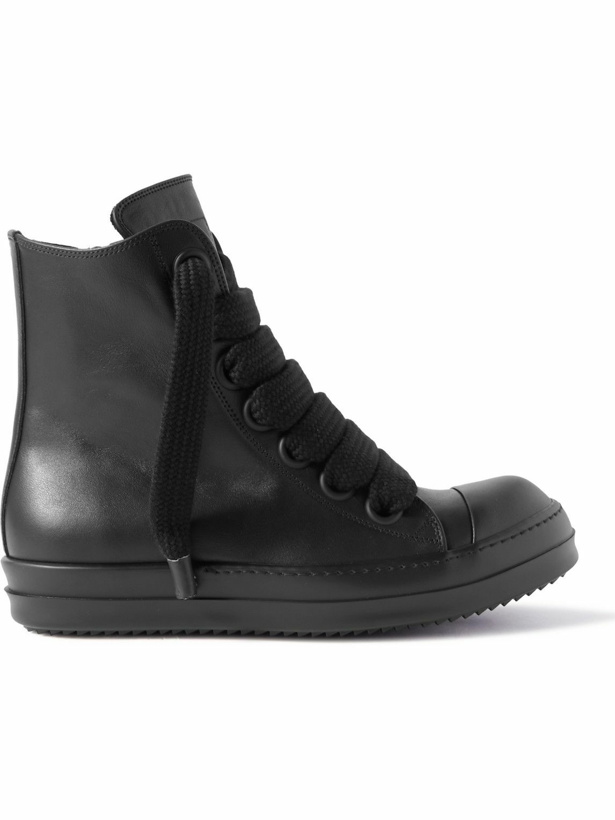 Photo: Rick Owens - Leather High-Top Sneakers - Black