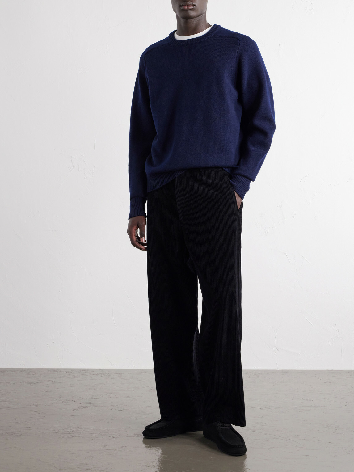 A.PRESSE - Paneled Wool Sweater - Blue