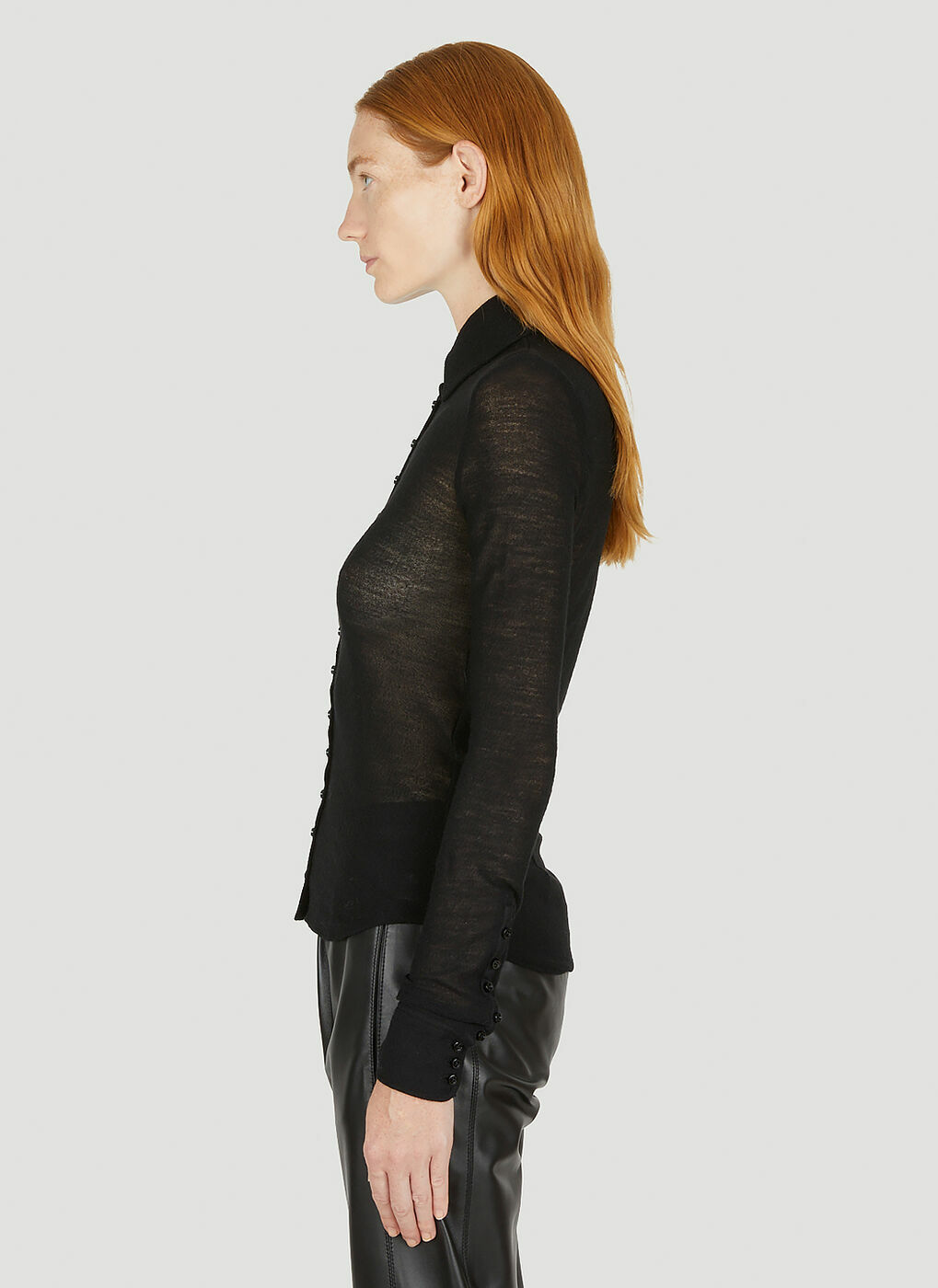 TODAYFUL - lourenローレン　front button sheer knit Sheer Knit Shirt in Black Saint Laurent