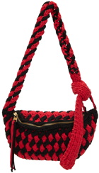 JW Anderson Red & Black Knitted Shoulder Bag