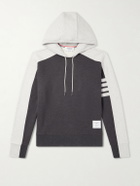 Thom Browne - Logo-Appliquéd Striped Cotton-Jersey Hoodie - Gray