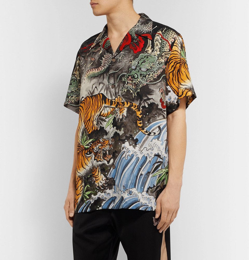 Wacko Maria - Tim Lehi Camp-Collar Printed Voile Shirt - Gray