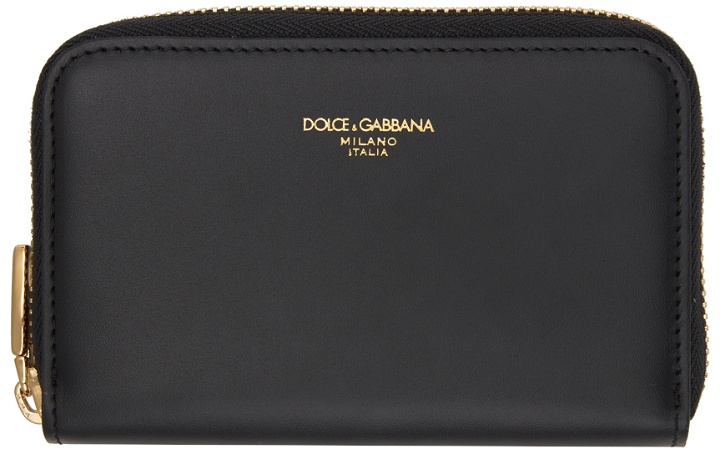 Photo: Dolce & Gabbana Black Calfskin Small Zip-Around Logo Wallet