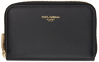 Dolce & Gabbana Black Calfskin Small Zip-Around Logo Wallet
