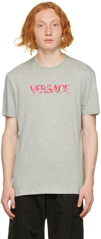 Photo: Versace Gray Embroidered T-Shirt