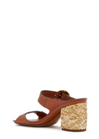 Zimmermann Solena 65 Leather and Raffia Mules Brown