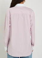 Mother The Room Frenchie Striped Cotton Shirt Pink