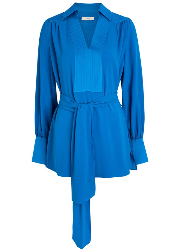 Photo: Joseph Bou Belted Crepe Blouse Blue