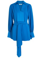 Joseph Bou Belted Crepe Blouse Blue