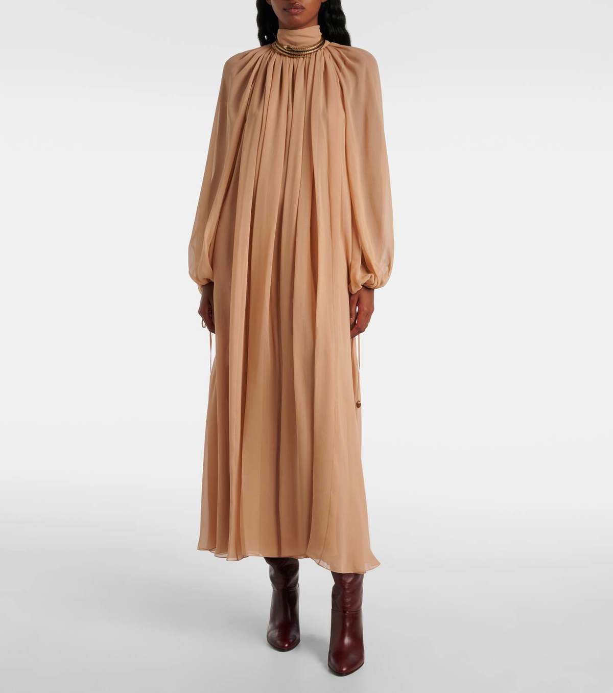knee length dresses for ladies Chloe Long Sleeve Jersey Dress