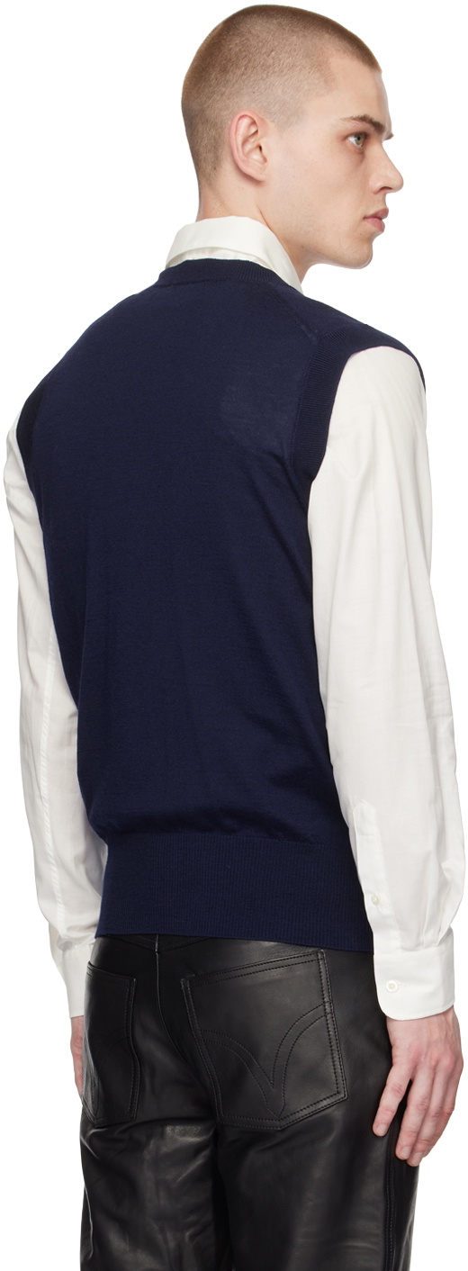 AMI Alexandre Mattiussi Navy Argyle Vest