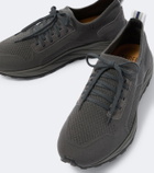 Fedeli Knitted suede-trimmed sneakers