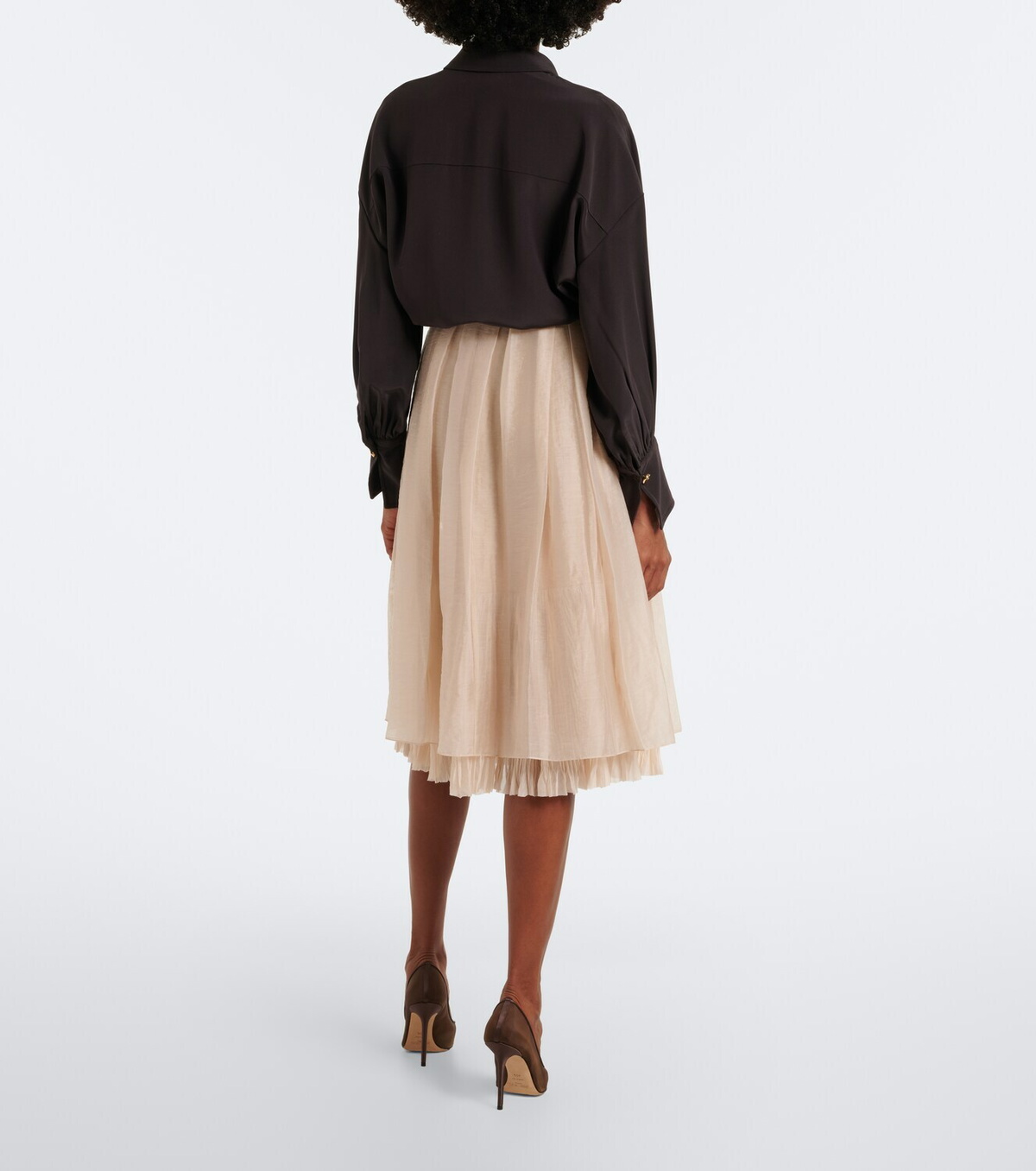 Vince Layered pleated midi skirt
