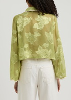 Sister Jane Emile Floral-jacquard Chiffon Shirt Light Green