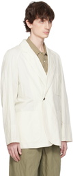 DOCUMENT Off-White Washed Cotton Double Breasted Blazer