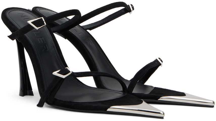 【関税込み】Mugler ブラック Fang 95 メッシュ ミュール Mugler Fang 95mm ミュール | ブラック | FARFETCH JP