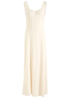 Rixo Carnation Embroidered Satin Maxi Dress Cream