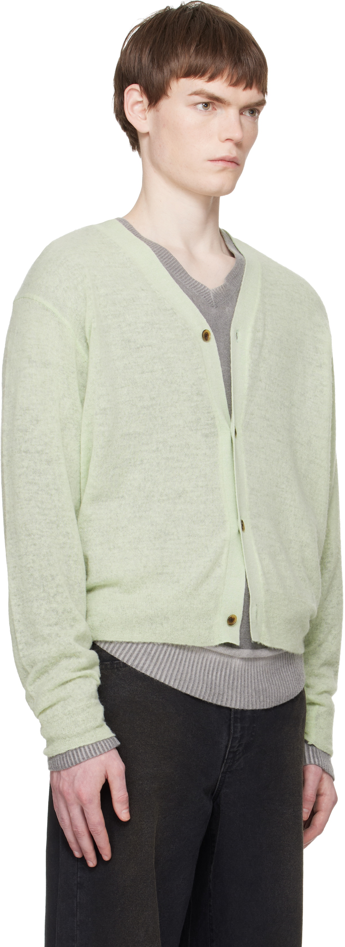 stein Green Knit V Neck Cardigan