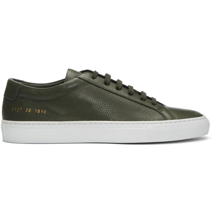 Photo: Common Projects Green and White Original Achilles Low Premium Sneakers 