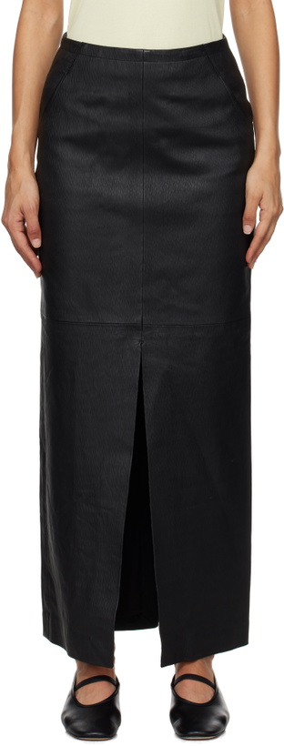 Photo: REMAIN Birger Christensen Black Leather Midi Skirt