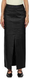 REMAIN Birger Christensen Black Leather Midi Skirt