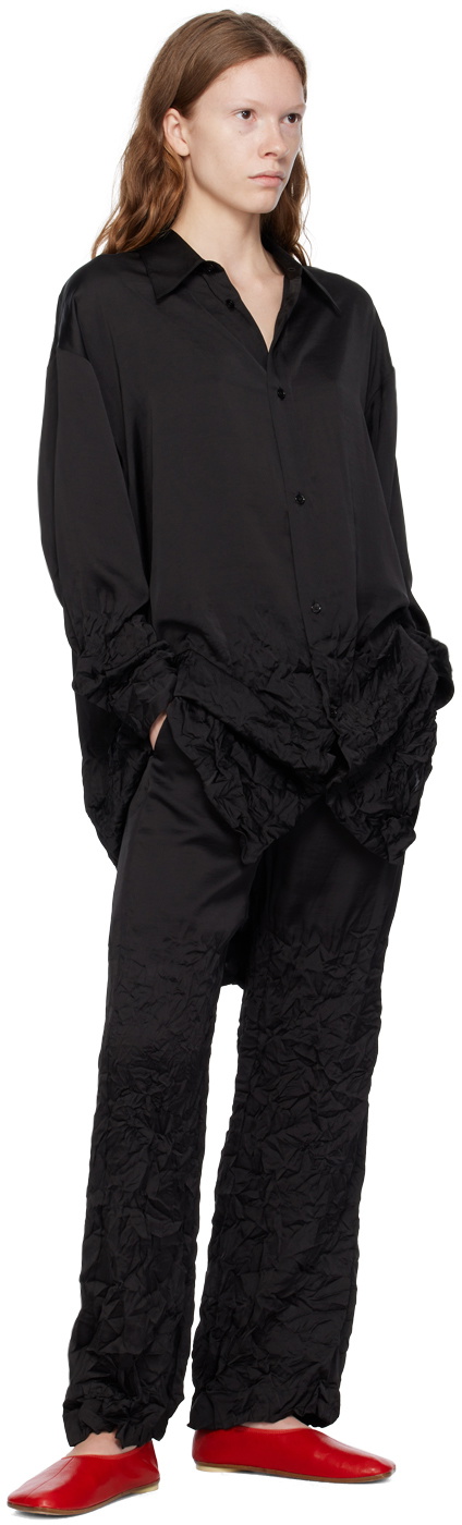 MM6 Maison Margiela Black Crinkled Trousers