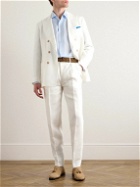 Brunello Cucinelli - Slim-Fit Straight-Leg Pleated Linen-Twill Suit Trousers - White