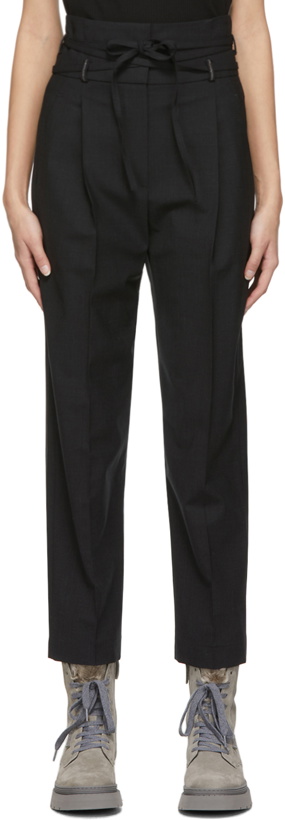 Photo: Brunello Cucinelli Black Tropical Luxury Wool Trousers