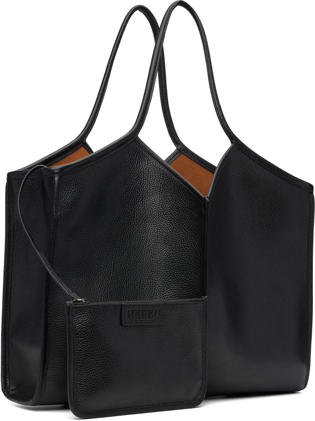 HEREU Black Calella Squared Medium Grainy Tote