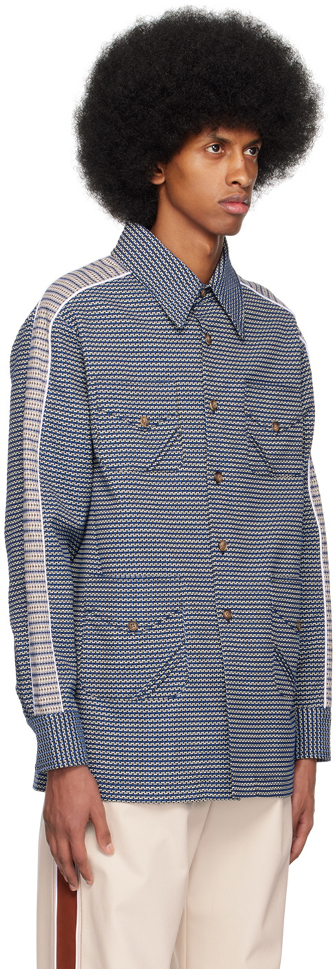 Regal Navy Jacquard Jacket with Front-Open Silk Kurta Pajama Premium Tone-on-Tone Men’s Traditional Set
