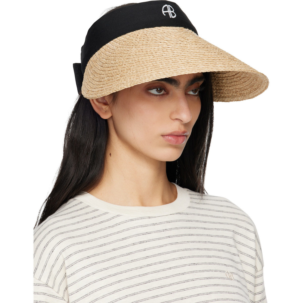 ANINE BING Beige & Black Venus Visor