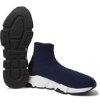 Balenciaga - Speed Sock Stretch-Knit Slip-On Sneakers - Blue