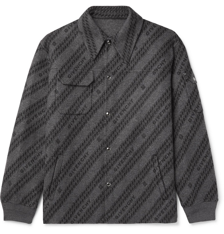 Photo: Givenchy - Logo-Print Wool, Silk and Cashmere-Blend Blouson Jacket - Gray