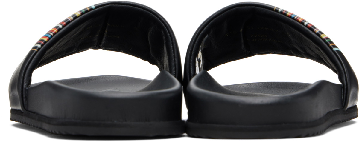 Paul Smith Black 'Signature Stripe' Leather Bellagio Slides