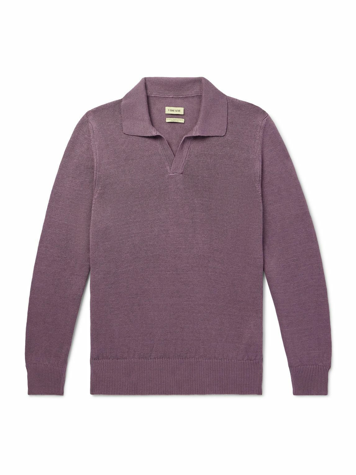 De Bonne Facture - Linen and Cotton-Blend Polo Shirt - Purple