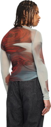 Jean Paul Gaultier Gray & Red 'The Blurry Roses' T-shirt