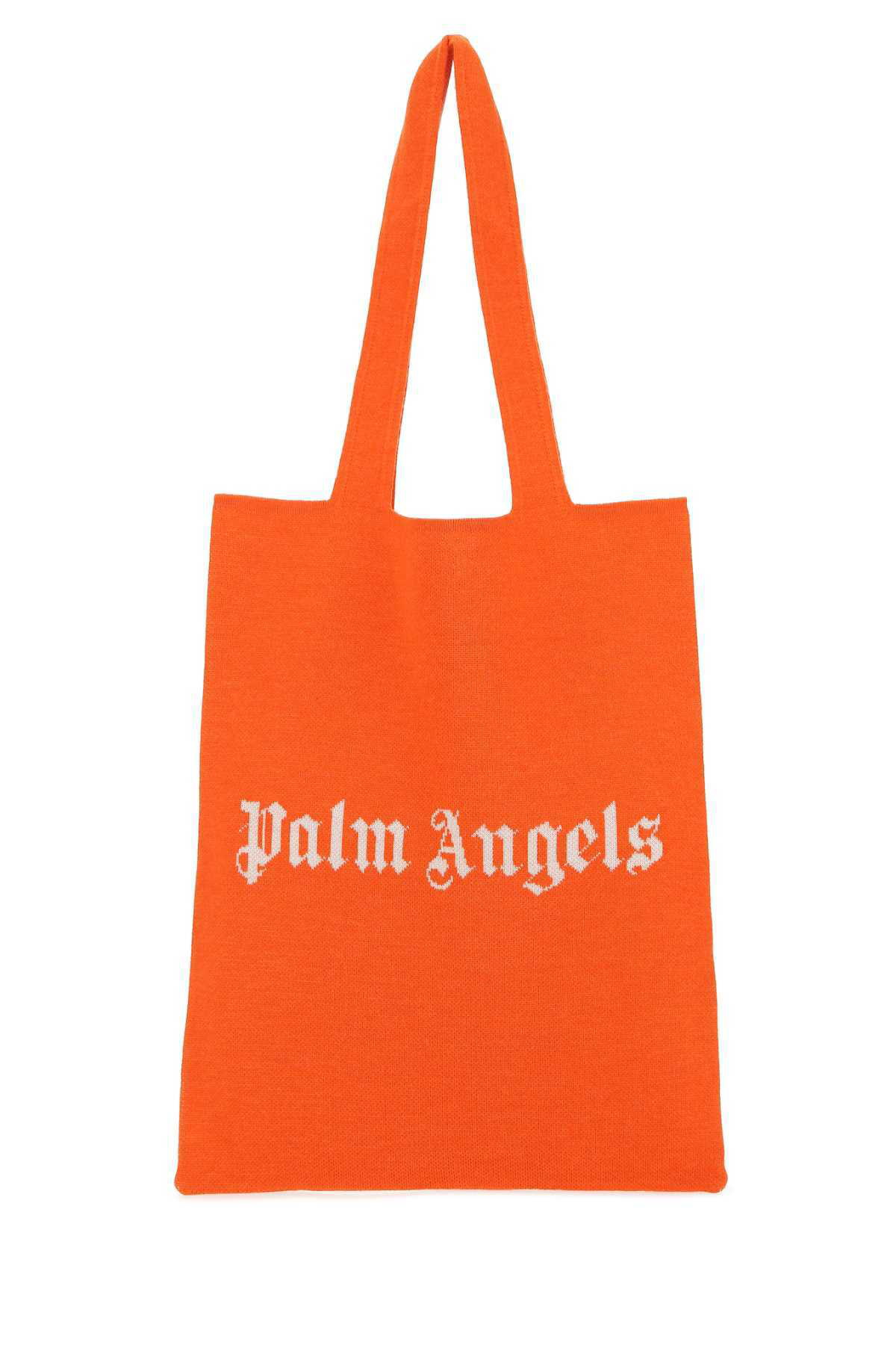 トートバッグ PALM ANGELS Orange Wool Blend Shopping Bag Palm Angels Orange Logo Tote Palm Angels