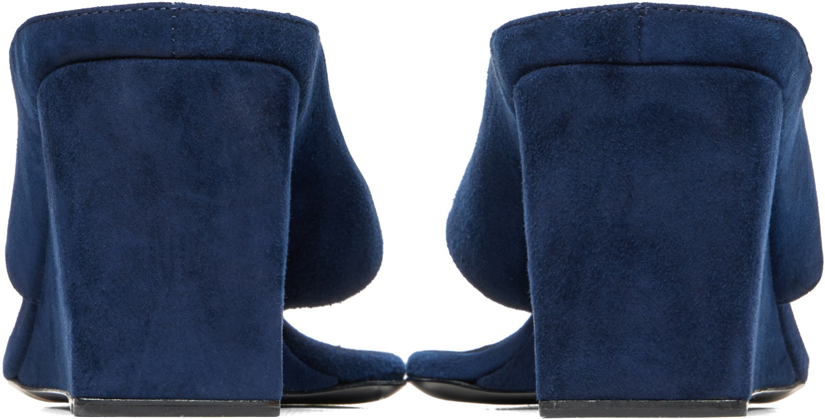 ALAÏA Navy Cube Thong Mule Heeled Sandals