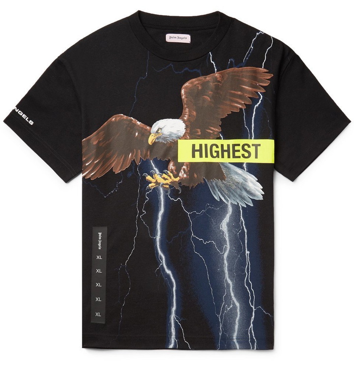 Photo: Palm Angels - Printed Cotton-Jersey T-Shirt - Black