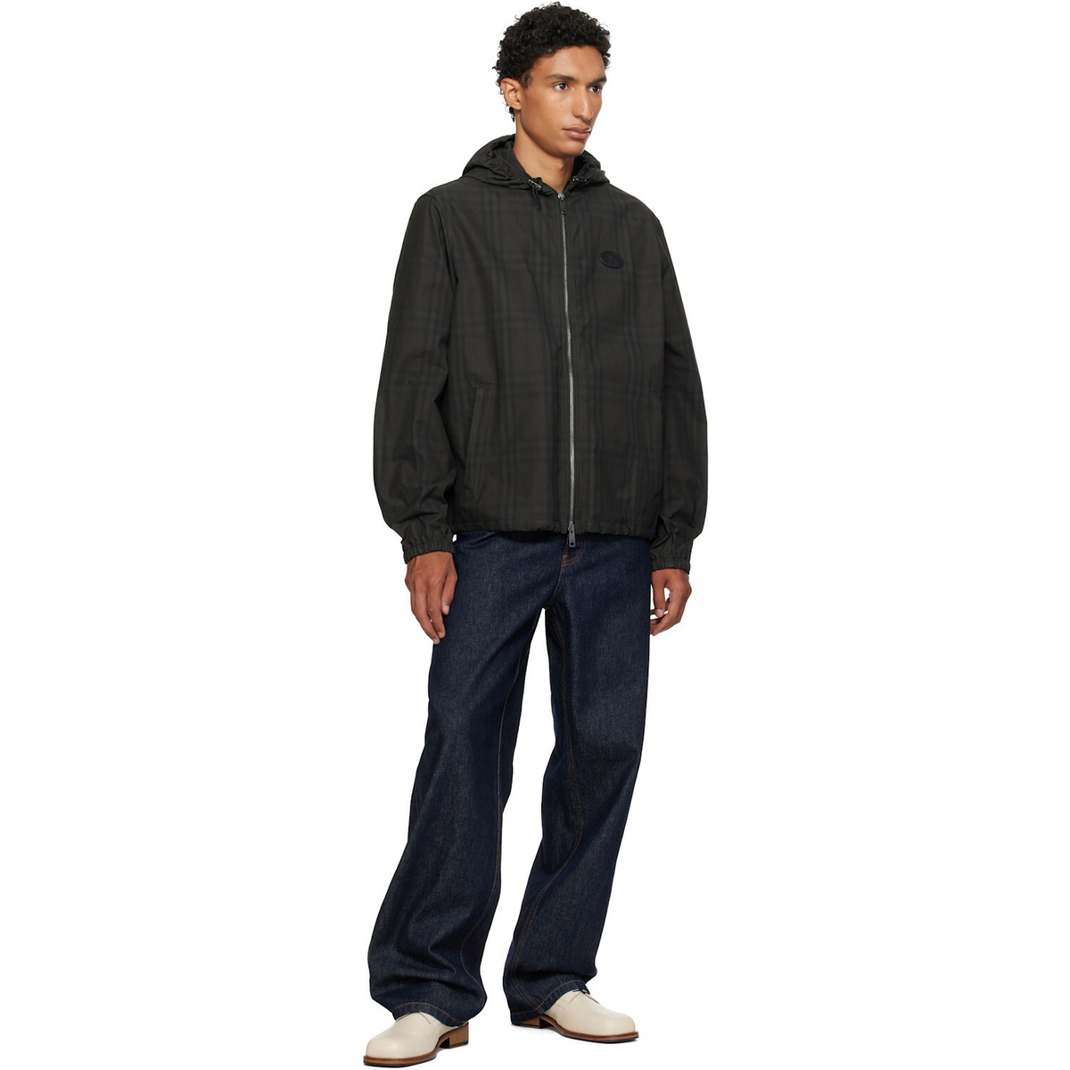 Burberry Black Check Cotton Newport Hooded Jacket