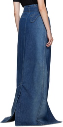 Dries Van Noten Indigo Belted Denim Maxi Skirt