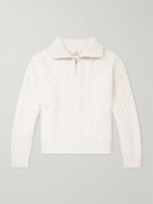 FRAME - Cable-Knit Wool and Cashmere-Blend Half-Zip Sweater - Neutrals
