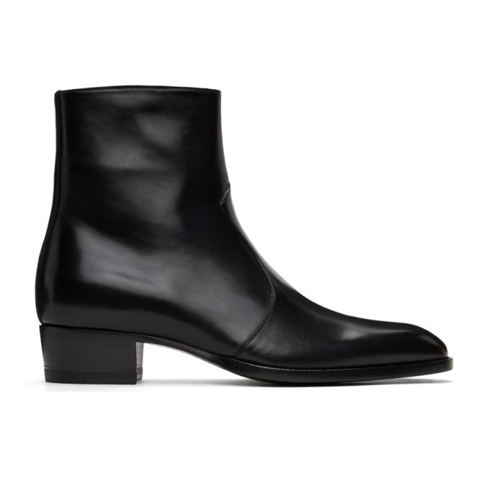 Saint Laurent Black Wyatt Zip Boots Saint Laurent