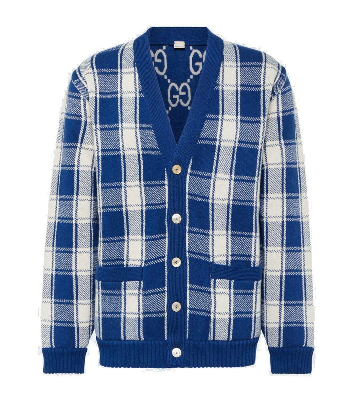 Photo: Gucci Reversible checked wool-blend cardigan