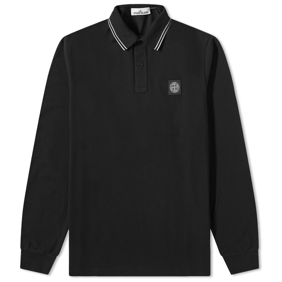 Stone Island Men's Long Sleeve Patch Polo Shirt in Navy Stone Island