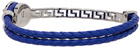 Versace Blue & Silver Leather Medusa Bracelet