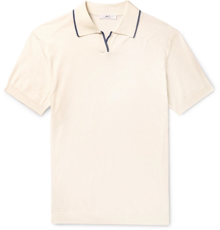 Photo: Mr P. - Contrast-Tipped Cotton Polo Shirt - Ecru