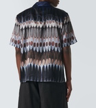 Commas Printed silk and cotton bowling shirt