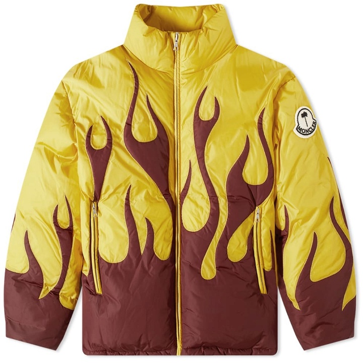 Photo: Moncler Men's Genius x Palm Angels Clancy Flame Down Jacket in Yellow